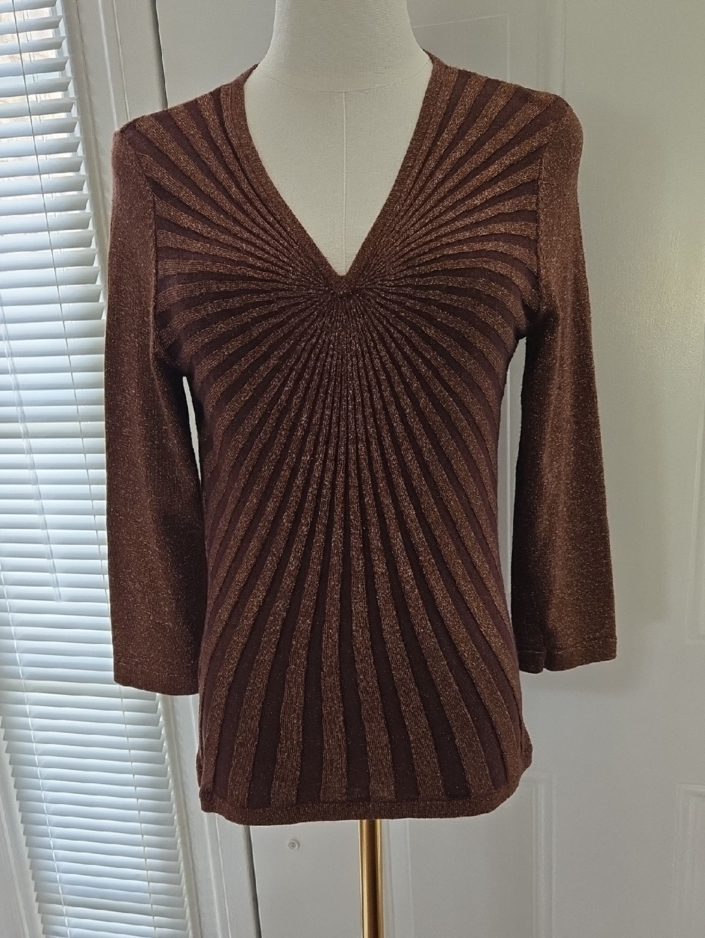 Peter Nygard Shimmery Brown Knit Top